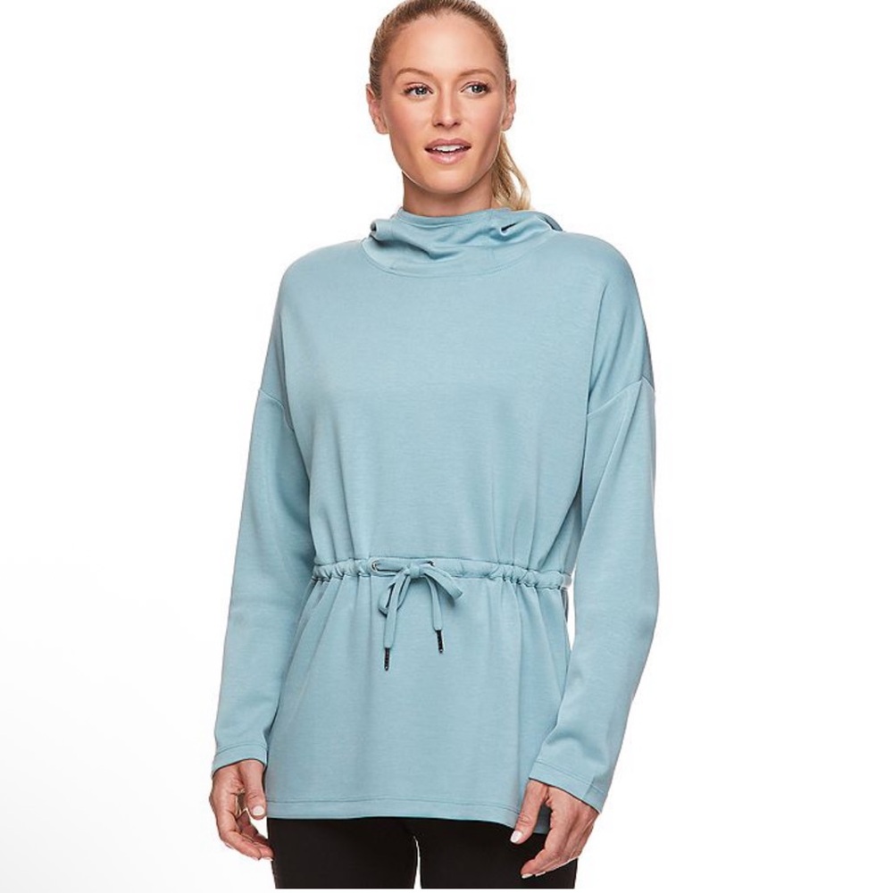 GAIAM Blue Long Sleeve‎ Tie Front Hoodie